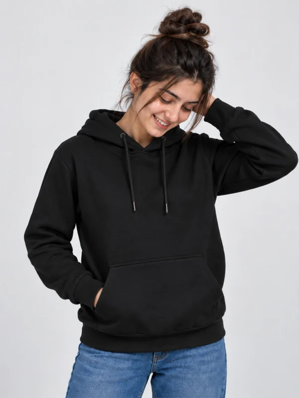 Women’s Black Hoodie - Image 1