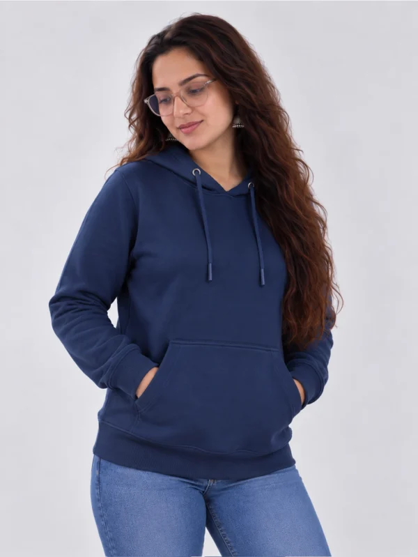 Women’s Navy Blue Hoodie - Image 1