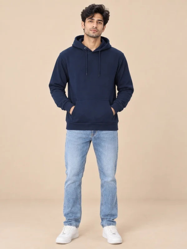 Men’s Navy Blue Hoodie - Image 1