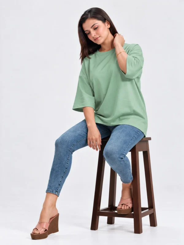 Women's Jade Oversized French Terry T-Shirt - Image 4