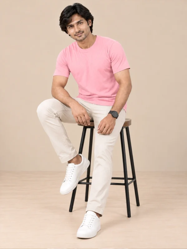 Men’s Dusty Pink Classic T-shirt - Image 5